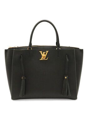 Louis Vuitton Lockme Handbag Tassel Leather Noir Black Gold